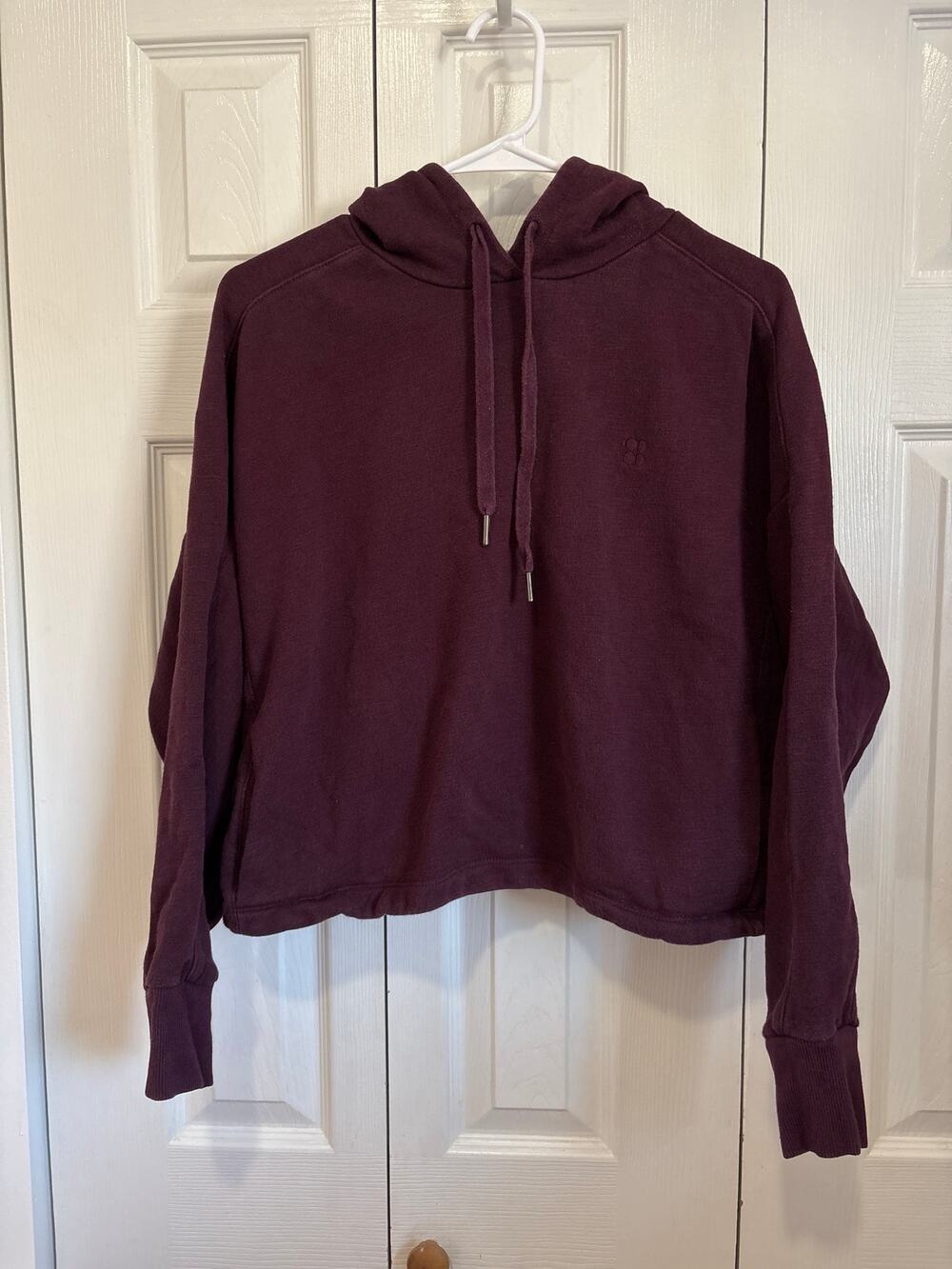 Sweaty Betty Eggplant Purple Cropped Terry Lined Hoodie Size Medium
